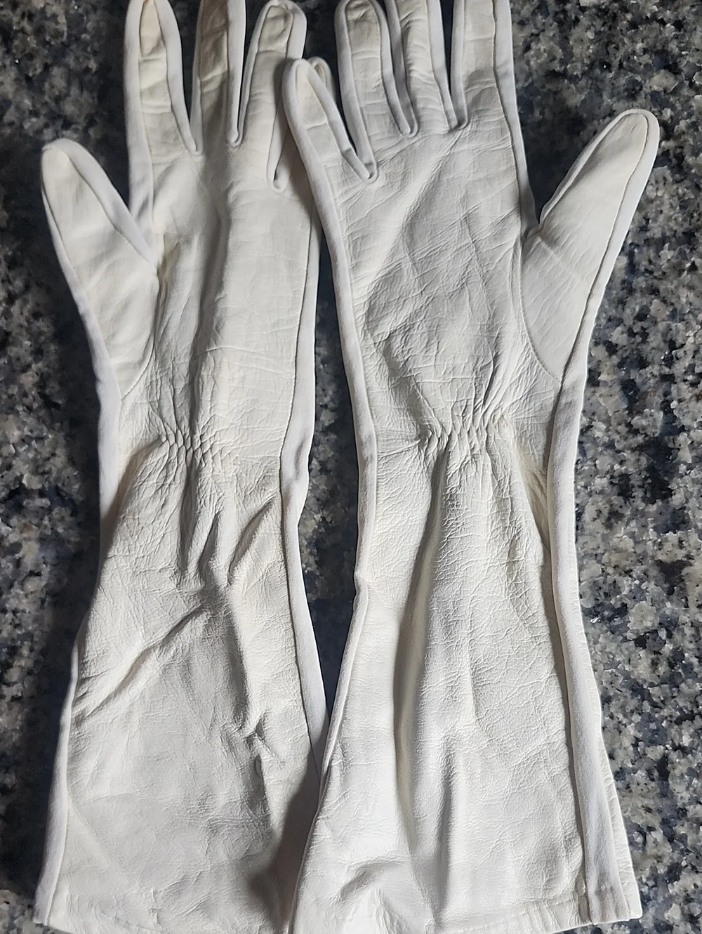 Vtg Van Raalte Ivory Leather Long Opera Gloves Size 8